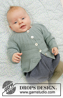 Baby Business / DROPS Baby 33-19 - Jacket for babies, with round yoke and textured pattern, worked top down in DROPS BabyMerino. Sizes: Premature to 2 years.