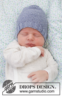 Baby Talk Set / DROPS Baby 33-29 - Knitted hat and shawl for baby in DROPS BabyMerino with moss stitch and garter stitch.  Size: Premature - 4 years (= hat) and one-size (= shawl scarf).