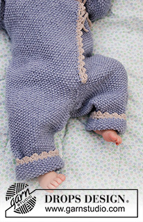 Baby Talk / DROPS Baby 33-30 - Knitted overall and hat for baby with moss stitch, garter stitch and crochet edge. The set
is knitted in DROPS BabyMerino.
Size overall: 1 month to 2 years 
Size hat: Premature to 4 years
