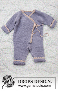 Baby Talk / DROPS Baby 33-30 - Knitted overall and hat for baby with moss stitch, garter stitch and crochet edge. The set
is knitted in DROPS BabyMerino.
Size overall: 1 month to 2 years 
Size hat: Premature to 4 years