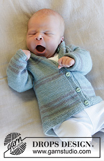 Little Brother Jacket / DROPS Baby 33-32 - Knitted jacket for babies with raglan and stripes in DROPS Baby Merino. Sizes: Premature – 4 years.