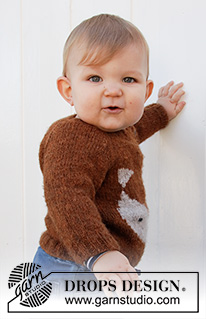 Little Fox / DROPS Baby 36-14 - Knitted jumper with raglan for babies and kids in DROPS Sky. The piece is worked top down with fox-pattern. Sizes 1 month – 8 years.