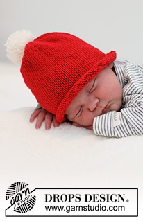 Itsy Bitsy Santa / DROPS Baby 36-15 - Gebreide kerstmuts voor baby’s en kinderen in DROPS BabyMerino. Maten: Prematuur – 4 jaar. Thema: Kerst.