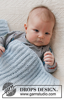 Bonne Nuit / DROPS Baby 36-9 - Strikket pledd i DROPS Air. Arbeidet strikkes med helpatent til baby. Tema: Babyteppe