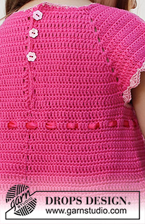 Spring Awaits / DROPS Baby & Children 38-13 - Crochet dress for babies and children in DROPS Safran. The piece is worked top down, with raglan and lace pattern. Sizes 0 months – 6 years.