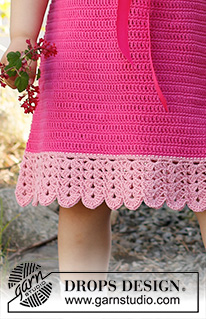 Spring Awaits / DROPS Baby & Children 38-13 - Crochet dress for babies and children in DROPS Safran. The piece is worked top down, with raglan and lace pattern. Sizes 0 months – 6 years.