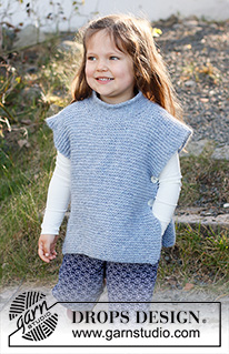 Ready, Set, Go! / DROPS Baby & Children 38-15 - Knitted vest for kids in DROPS Air. Piece is knitted in garter stitch with high neck and vents in the side. Size 2 - 12 years