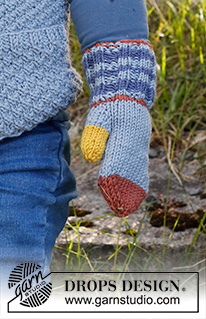 Fun Outside Set / DROPS Baby & Children 38-16 - Knitted hat and mittens for baby and kids in DROPS Merino Extra Fine with stripes.
Size 12 month - 12 years