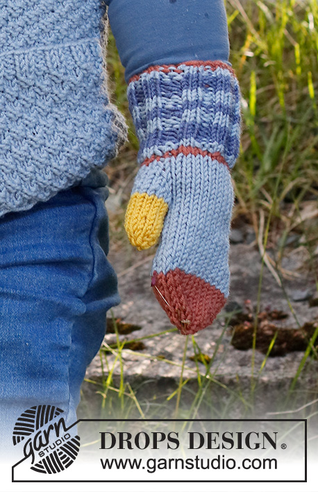 Fun Outside Set / DROPS Baby & Children 38-16 - Knitted hat and mittens for baby and kids in DROPS Merino Extra Fine with stripes.
Size 12 month - 12 years