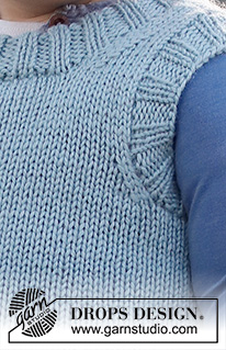 Gledesspreder / DROPS Baby & Children 38-8 - Strikket vest / slipover til baby og barn i DROPS Karisma. Arbeidet strikkes i glattstrikk med dobbel halskant. Størrelse 12 mnd – 12 år.