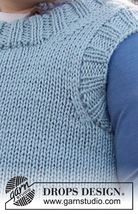 Gledesspreder / DROPS Baby & Children 38-8 - Strikket vest / slipover til baby og barn i DROPS Karisma. Arbeidet strikkes i glattstrikk med dobbel halskant. Størrelse 12 mnd – 12 år.