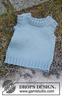 Gledesspreder / DROPS Baby & Children 38-8 - Strikket vest / slipover til baby og barn i DROPS Karisma. Arbeidet strikkes i glattstrikk med dobbel halskant. Størrelse 12 mnd – 12 år.