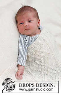 Whisper of White / DROPS Baby & Children 39-2 - Deka pro miminka pletená copánkovým vzorem z příze DROPS Alpaca a DROPS Kid-Silk. Motiv: Dětské deky.