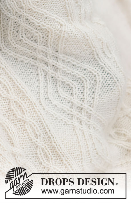 Whisper of White / DROPS Baby & Children 39-2 - Deka pro miminka pletená copánkovým vzorem z příze DROPS Alpaca a DROPS Kid-Silk. Motiv: Dětské deky.