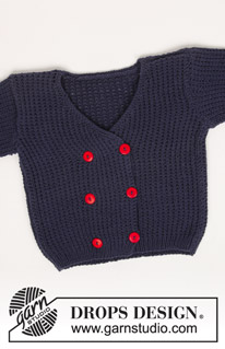 Anchors Aweigh / DROPS Baby 4-10 - DROPS double or single breasted jacket with textured pattern in “Safran”. 