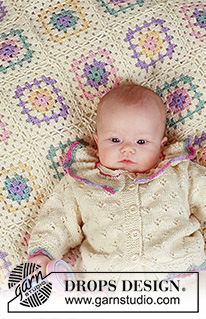 Fun and Games / DROPS Baby 4-21 - Crochet DROPS granny squares blanket in BabyMerino. Theme: Baby blanket