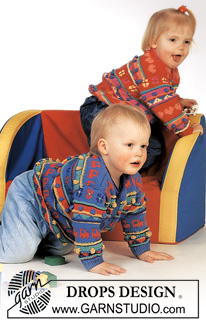 Hearts and Flowers / DROPS Baby 4-7 - DROPS jumper with hearts and pattern borders in “Muskat”.