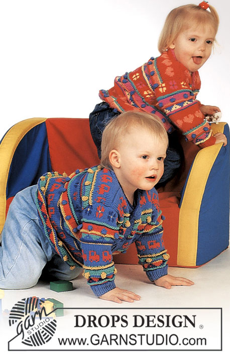 Hearts and Flowers / DROPS Baby 4-7 - DROPS jumper with hearts and pattern borders in “Muskat”.