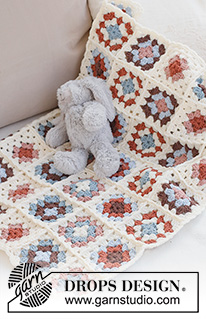 Cuddle Time / DROPS Baby 42-14 - DROPS Merino Extra Fine lõngast heegeldatud ruutudega beebitekk