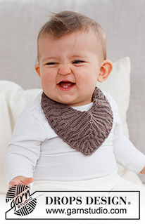 Little Peanut / DROPS Baby 42-15 - Knitted bib for baby in DROPS Baby Merino. Piece is worked in English rib. Size 1 - 18 months.