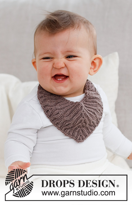 Little Peanut / DROPS Baby 42-15 - Knitted bib for baby in DROPS Baby Merino. Piece is worked in English rib. Size 1 - 18 months.