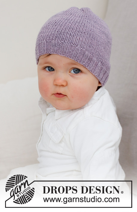 Sweetheart Beanie / DROPS Baby 42-18 - Strikket hue til baby og børn i DROPS BabyMerino. Arbejdet strikkes med rib og glatstrik. Størrelse 0 til 4 år.