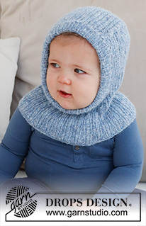 Chilly Day Balaclava / DROPS Baby 42-20 - Strikket hue / elefanthue til baby og børn i DROPS Air. Arbejdet strikkes i rib. Størrelse 0 – 4 år.