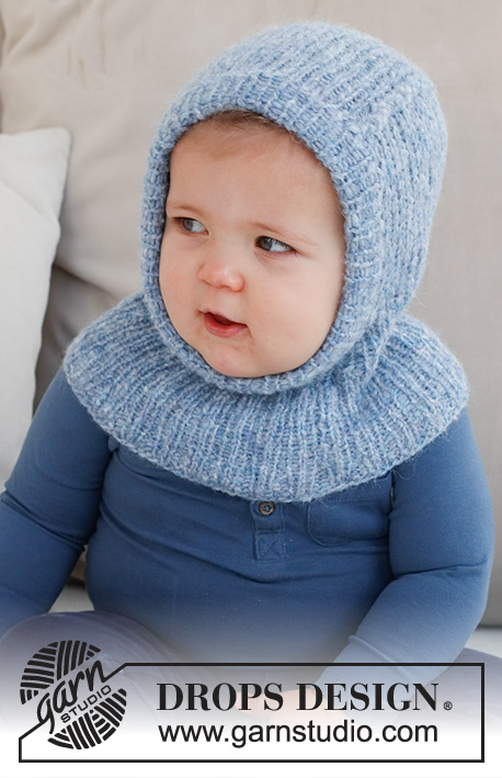 Chilly Day Balaclava / DROPS Baby 42-20 - Strikket hue / elefanthue til baby og børn i DROPS Air. Arbejdet strikkes i rib. Størrelse 0 – 4 år.
