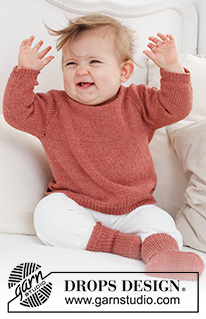 Rosy Cheeks Sweater / DROPS Baby 42-3 - Stickad tröja till baby och barn i DROPS Safran. Arbetet stickas uppifrån och ner med raglan. Storlek 0 - 4 år.