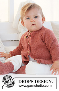 Little Bee Cardigan / DROPS Baby 42-4 - Strikket cardigan til baby og børn i DROPS BabyMerino. Arbejdet strikkes oppefra og ned med raglan og broderet bi. Størrelse 0 - 4 år.