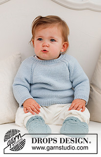 Dream in Blue / DROPS Baby 42-5 - Niemowlęcy i dziecięcy sweter na drutach, przerabiany od góry do dołu, z reglanowymi rękawami, z włóczki DROPS Merino Extra Fine. Od 0 do 4 lat.
