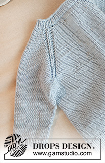 Dream in Blue / DROPS Baby 42-5 - Niemowlęcy i dziecięcy sweter na drutach, przerabiany od góry do dołu, z reglanowymi rękawami, z włóczki DROPS Merino Extra Fine. Od 0 do 4 lat.
