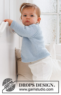 Dream in Blue Cardigan / DROPS Baby 42-6 - Stickad kofta till baby och barn i DROPS Merino Extra Fine. Arbetet stickas uppifrån och ner med raglan. Storlek 0 - 4 år. 
