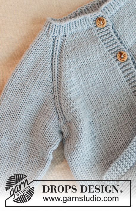 Dream in Blue Cardigan / DROPS Baby 42-6 - Stickad kofta till baby och barn i DROPS Merino Extra Fine. Arbetet stickas uppifrån och ner med raglan. Storlek 0 - 4 år. 
