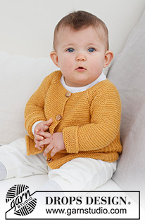 Happy Sunflower Cardigan / DROPS Baby 43-10 - Knitted jacket for babies and children in DROPS Nord. The piece is worked top down with raglan, English rib and garter stitch. Sizes 0 - 4 years.