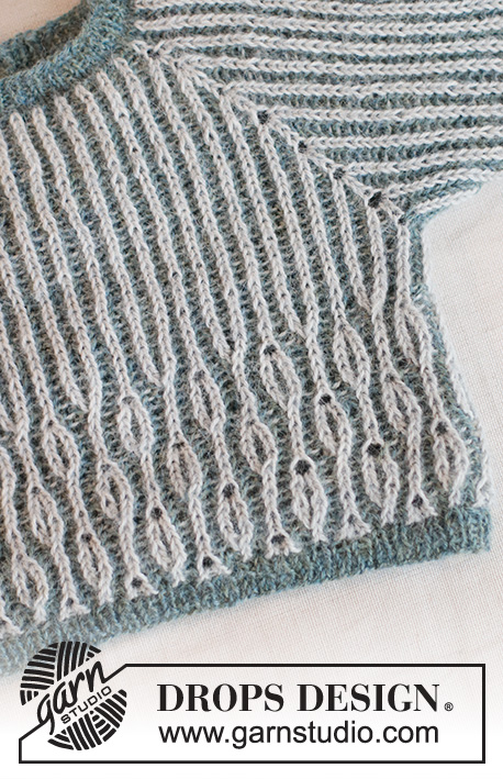 Harbour Highlights / DROPS Baby 43-19 - Strikket bluse til baby og børn i DROPS Alpaca. Arbejdet strikkes oppefra og ned med raglan og 2-farvet helpatent. Størrelse 0 – 4 år.