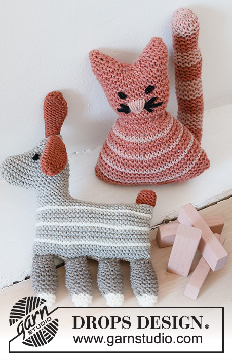 Cleo the Cat / DROPS Baby 43-22 - Gestrickte Katze für Babys und Kinder in DROPS Merino Extra Fine. Thema: Kuscheltiere.