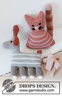 Toby the Dog / DROPS Baby 43-23 - Knitted dog for babies in DROPS Merino Extra Fine. Theme: Soft toys.