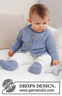 Blue Pebbles Cardigan / DROPS Baby 43-3 - Knitted jacket for baby in DROPS BabyMerino. The piece is worked top down with saddle-shoulders. Sizes: Premature to 2 years.