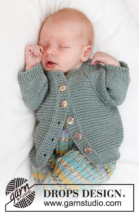 Dream Plan Cardigan / DROPS Baby 45-1 - Knitted jacket for baby in DROPS Merino Extra Fine. The piece is worked top down with raglan, garter stitch and stockinette stitch. Sizes 0 - 4 years.