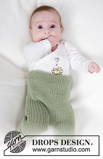 Ready to Stroll / DROPS Baby 45-17 - Gebreide broek voor baby’s in DROPS Merino Extra Fine. Het werk wordt van onder naar boven gebreid, in boordsteek. Maten 0 - 4 jaar.
