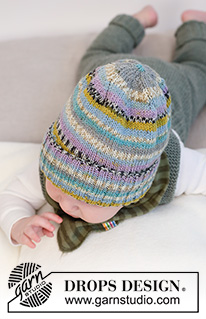 Thief of Hearts Hat / DROPS Baby 45-18 - Gebreide muts voor baby’s en kinderen in DROPS Fabel. Het werk wordt gebreid met boordsteek en tricotsteek. Maten 0 tot 4 jaar.