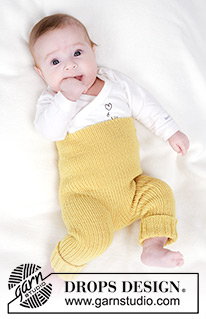 Ready to Stroll / DROPS Baby 45-6 - Vauvan ylhäältä alas neulotut housut DROPS Baby Merino -langasta. Työssä on joustinneuletta. Koot 0-4 vuotta.