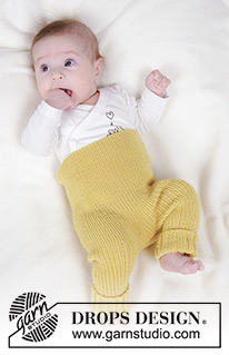 Ready to Stroll / DROPS Baby 45-6 - Vauvan ylhäältä alas neulotut housut DROPS Baby Merino -langasta. Työssä on joustinneuletta. Koot 0-4 vuotta.
