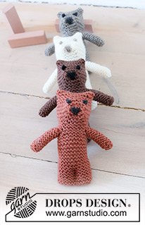 Tiny Bear / DROPS Baby 46-17 - Ours tricoté pour bébé et enfant en DROPS Merino Extra Fine. Se tricote de haut en bas, au point mousse avec yeux et nez brodé. Thème: Jouets.