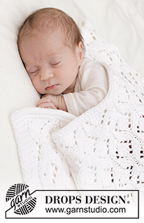 Bright Cuddles Blanket / DROPS Baby 46-4 - Strikket babytæppe i DROPS Big Merino. Arbejdet strikkes i hulmønster.