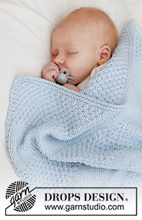 Treasured Pearl Blanket / DROPS Baby 46-5 - DROPS Big Merino lõngast edasi-tagasi kootud parempidises koes ja pärlkoes triipudega beebitekk