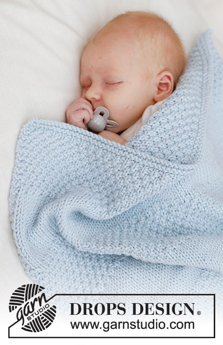 Treasured Pearl Blanket / DROPS Baby 46-5 - DROPS Big Merino lõngast edasi-tagasi kootud parempidises koes ja pärlkoes triipudega beebitekk