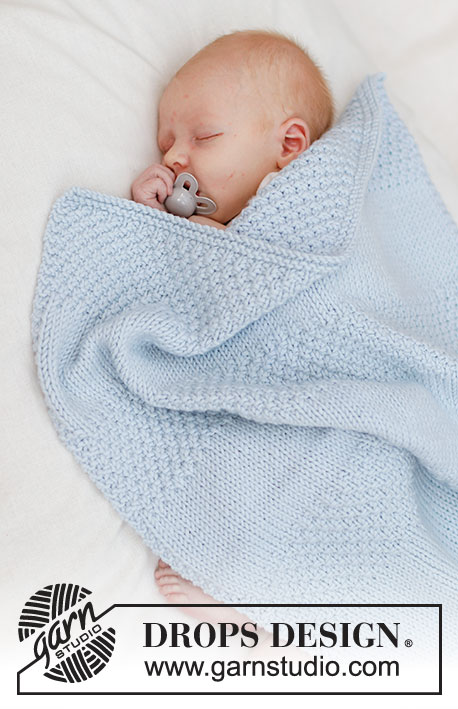 Treasured Pearl Blanket / DROPS Baby 46-5 - DROPS Big Merino lõngast edasi-tagasi kootud parempidises koes ja pärlkoes triipudega beebitekk