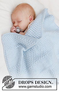Treasured Pearl Blanket / DROPS Baby 46-5 - DROPS Big Merino lõngast edasi-tagasi kootud parempidises koes ja pärlkoes triipudega beebitekk